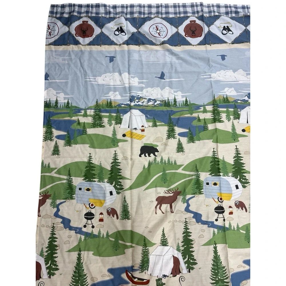 Camping Shower Curtain Camper Cabin Lake House Matching‎ Hooks  72